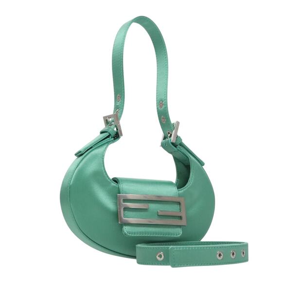 FENDI Hand Bag Satin Green - Picture 1 of 16